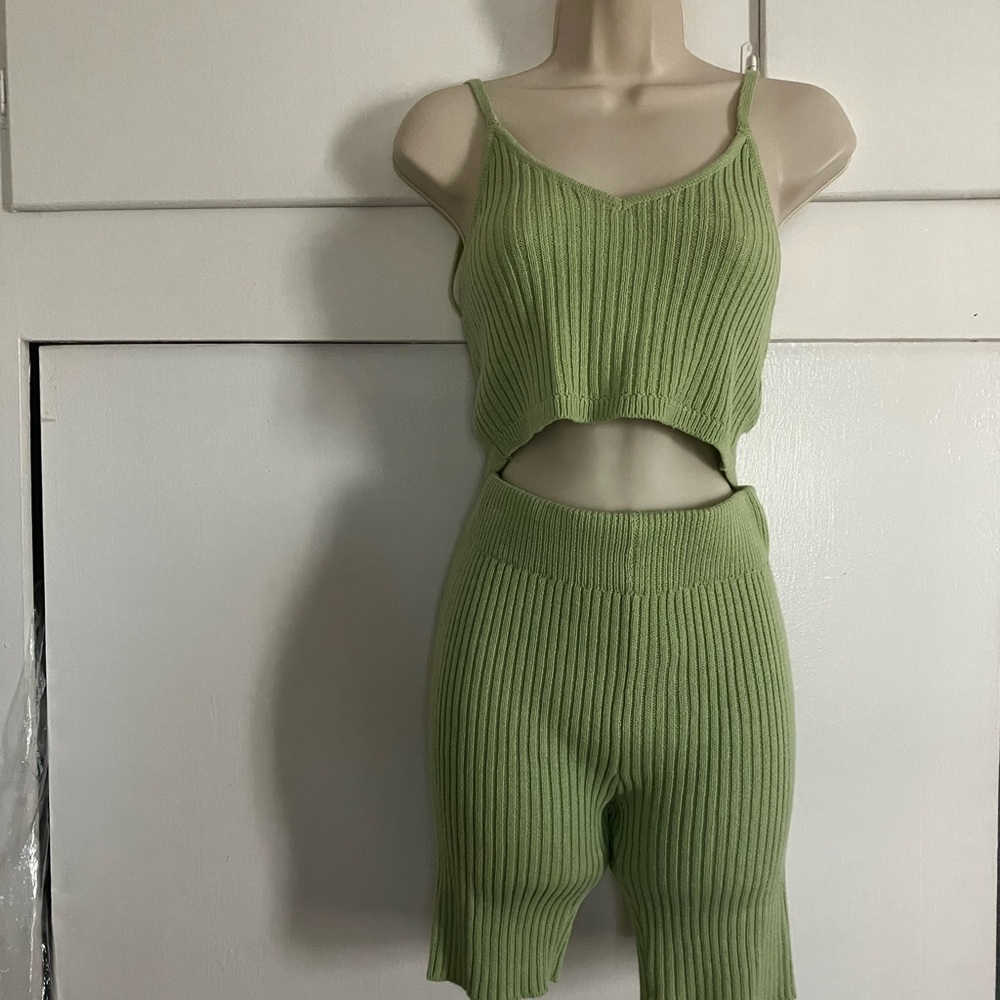 Target Green Ribbed Knit Jumpsuit
